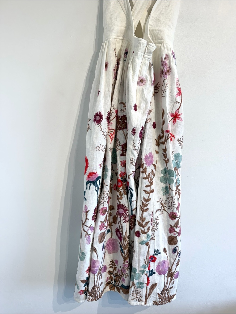 Anthropologie Eularia Maxi Dress embroidered floral pinafore style woven - Picture 10 of 16